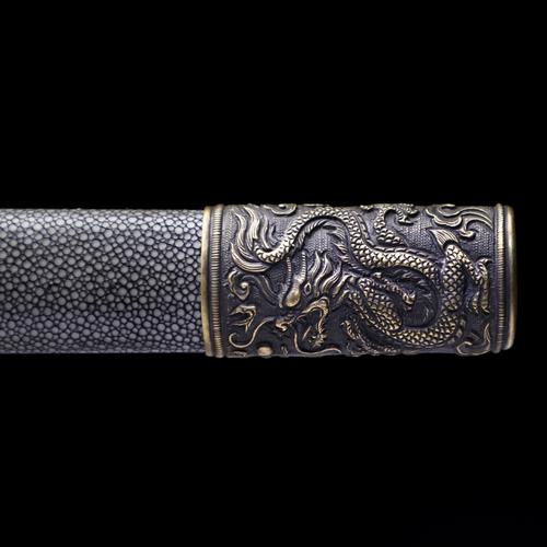 龙泉市刀剑羽毛纹一体环首唐剑手工锻打八面清剑金属工艺品未开刃